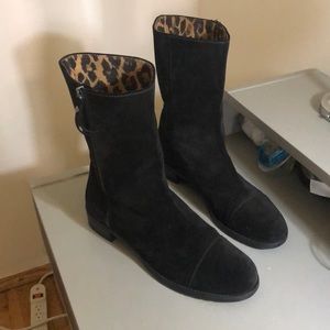 Stuart Weitzman short black suede boots